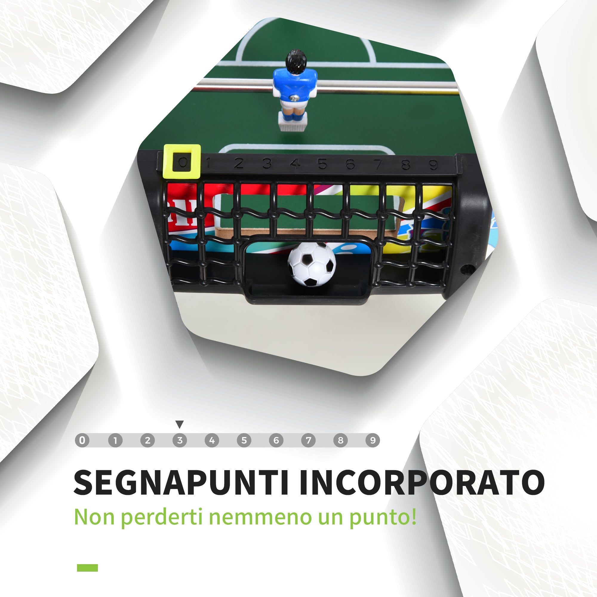 Table Football with 2 Scoreboards, Made of Wood, Stainless Steel and Plastic, 86.5x43.5x63 cm, Multicolored