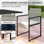 Outsunny 11-Piece Patio Dining Set, Outdoor Furniture with 6 Armchairs, 4 Ottomans, Grey