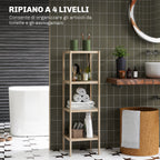 Modern Bathroom Cabinet with 4 Levels Anti-Tip Bamboo, 33x31x110 cm, color Wood