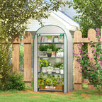 Outsunny Vertical Garden Greenhouse with 4 Metal Shelves and PE Cover, 80x50x160 cm, White
