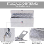 2 kg Tool Box with Key Lock, in Aluminum Sheet, 50x15.5x20.5 cm, Silver