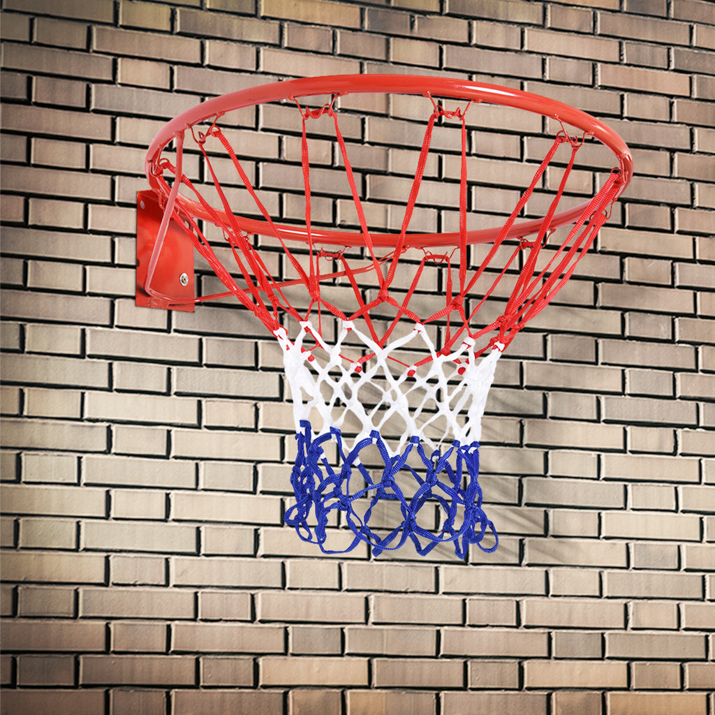 Wall-Mounted Iron Basketball Hoop with Nylon Net for Indoor and Outdoor Use, Φ46cm
