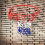 Wall-Mounted Iron Basketball Hoop with Nylon Net for Indoor and Outdoor Use, Φ46cm