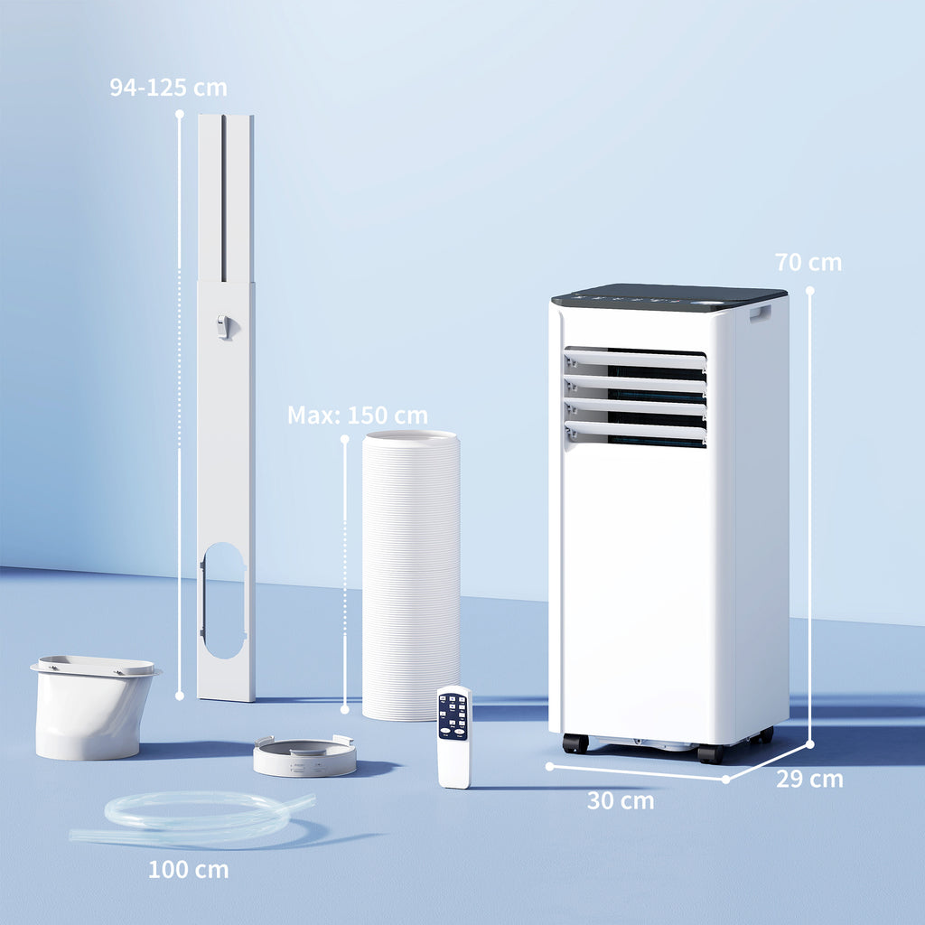 HOMCOM Portable Air Conditioner 7000 BTU: Cooling, Dehumidifier, Fan, Night Mode.