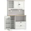 HOMCOM Kitchen Sideboard with 3 Cabinets, 2 Drawers, Adjustable Shelves and Spice Rack, 100x40x62 cm, White