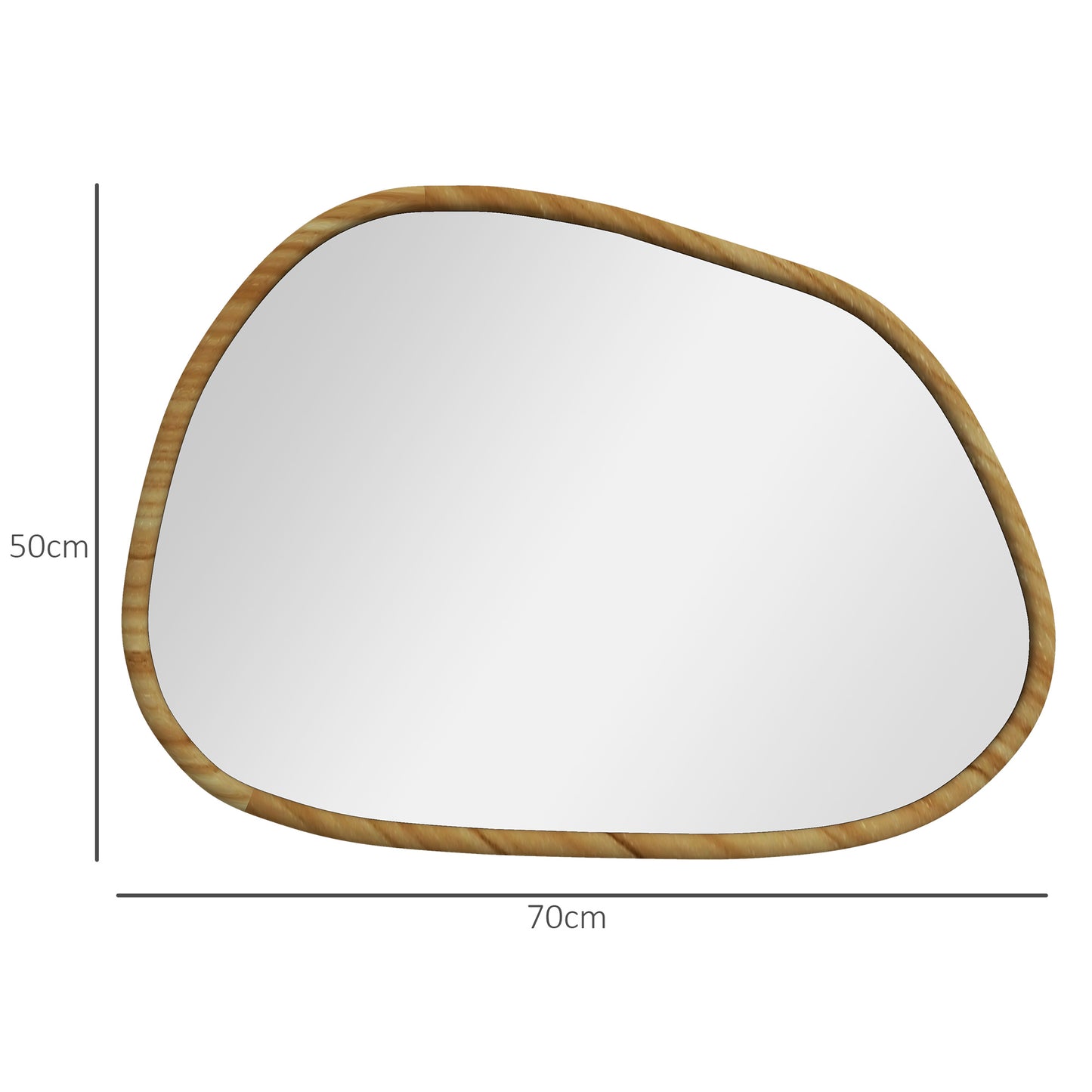 HOMCOM Modern Wall Mirror with Irregular Edges and Wooden Frame for Bedroom and Entrance, 70x50cm - Borgè