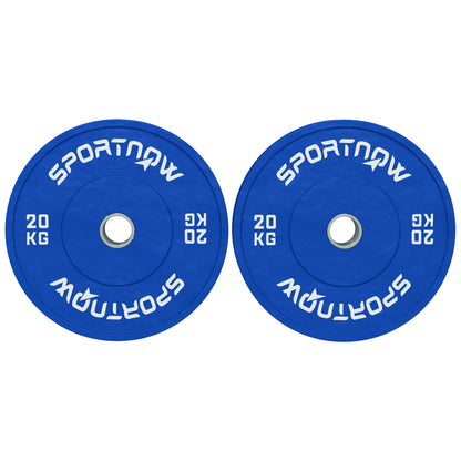 20kg Weight Plates Set 20kg Rubber with 2"/5cm Hole for Dumbbells and Barbells, Blue