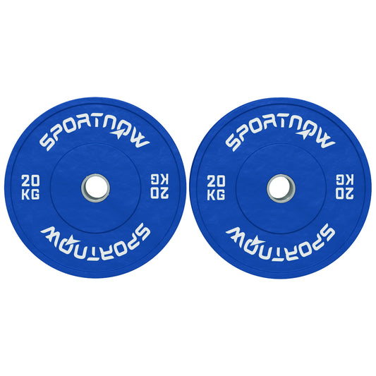 20kg Weight Plates Set 20kg Rubber with 2"/5cm Hole for Dumbbells and Barbells, Blue