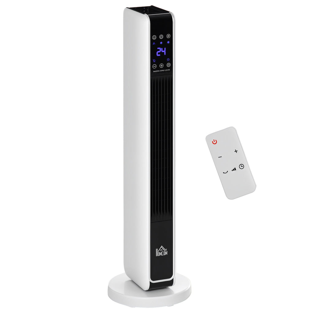 HOMCOM 2200W Electric Ceramic Heater with 3 Modes, 8-Hour Timer, Remote Control, LED Panel, White