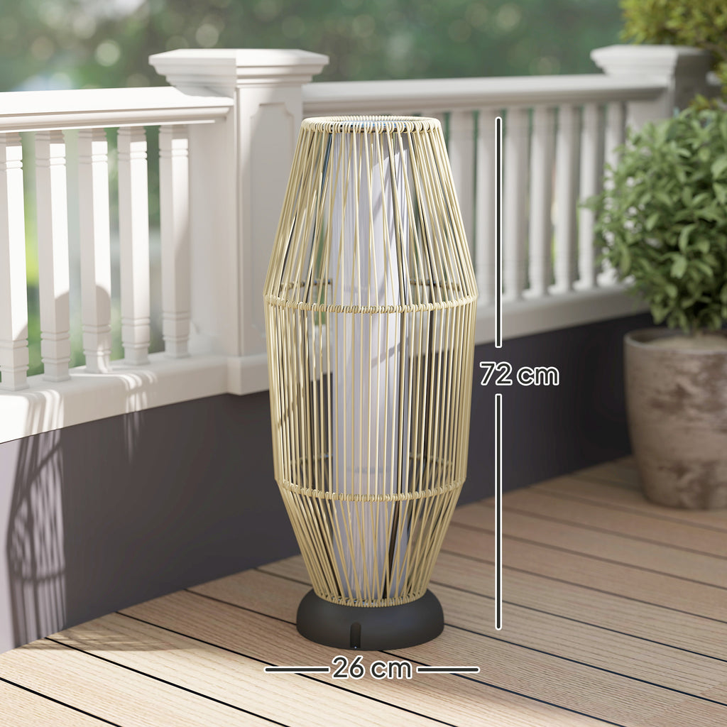 Solar Garden Lamp with LED Lighting, in PE, Rattan and Steel, Ø26x72 cm, Grey