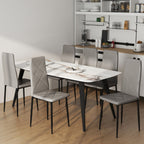 Set of 6 Modern High-Back Dining Chairs in Faux Leather and Steel, 41x50x97 cm, Grey