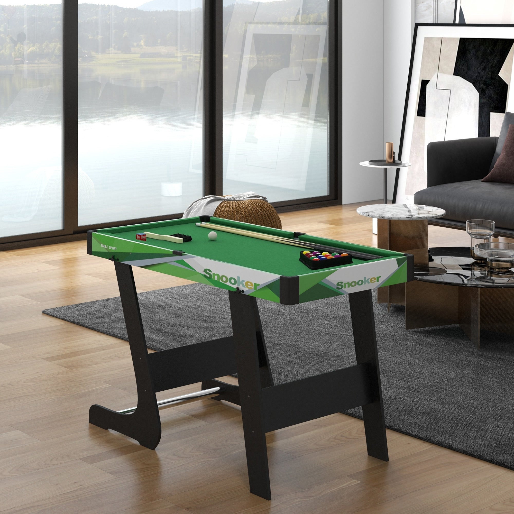 SPORTNOW Folding Pool Table with Cues, Balls and Triangle for Adults and Children from 12 Years, 104x55.5x68 cm