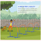 Dog Agility Set with 4 Modular Arches and Carrying Bag, in PE and ABS, 88x64x95 cm, Blue and Orange