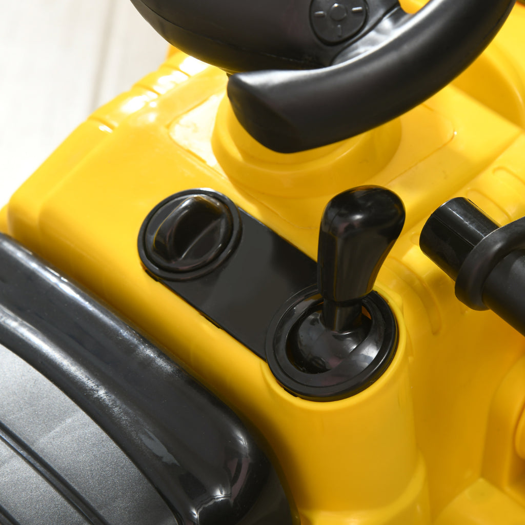 Children's Excavator with Bucket and Retractable Storage Space, PP and ABS, 80x26.5x39 cm, Yellow and Black