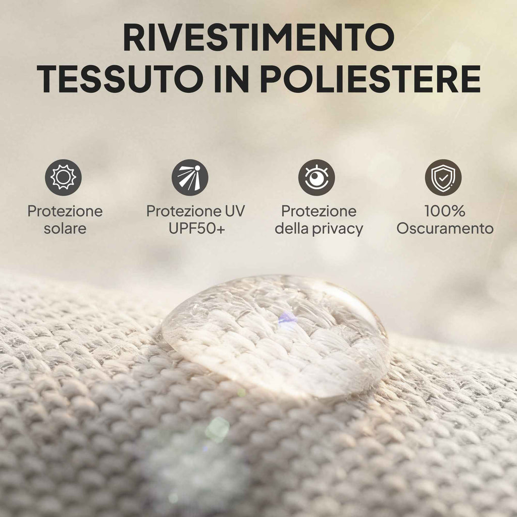 Outsunny Anti-UV Polyester Roller Blind with Aluminum Cassette and Crank, 250x160 cm, Cream White