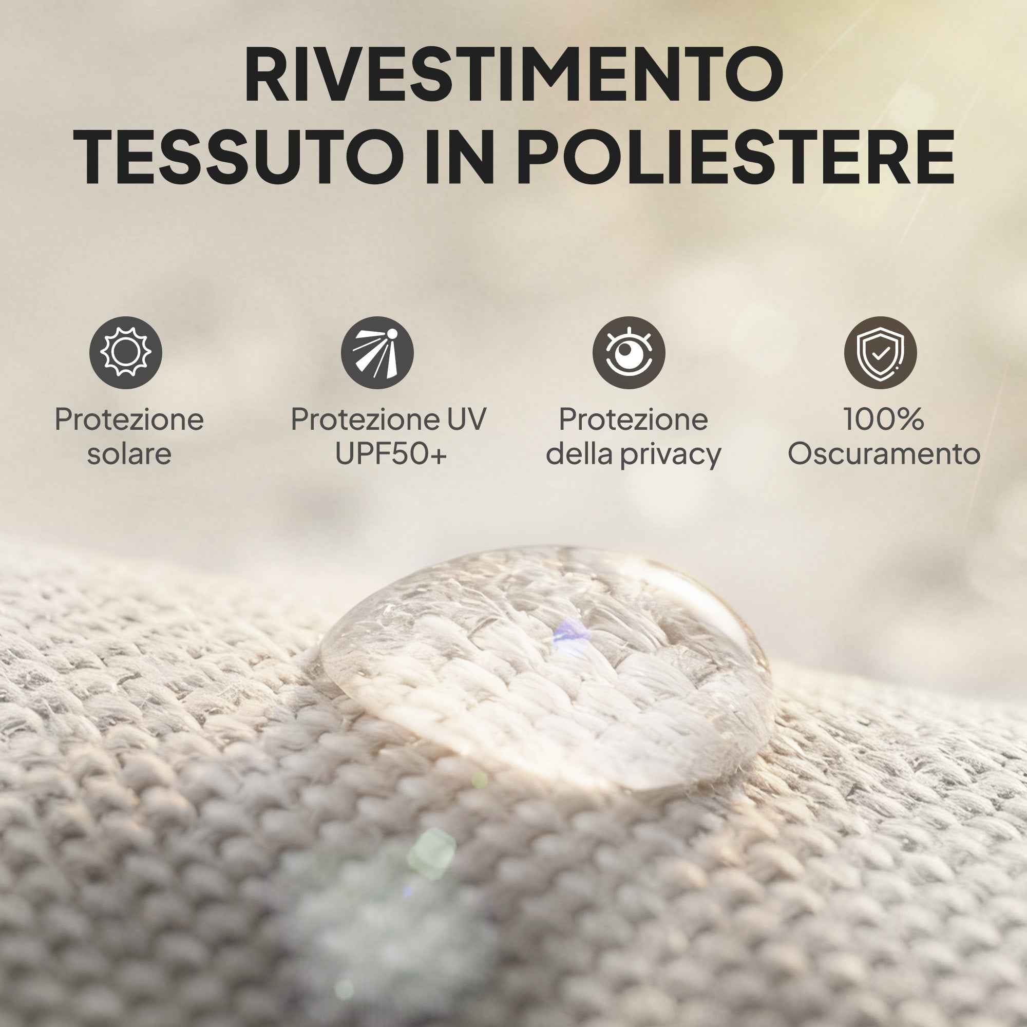 Outsunny Anti-UV Polyester Roller Blind with Aluminum Cassette and Crank, 250x160 cm, Cream White