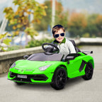 Homcom Electric Machine for Children 12v Lamborghini license with horn and remote control, 107.5x63x42 cm, green - Borgè