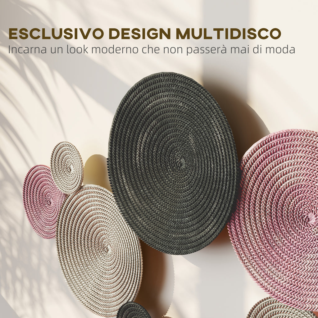 8-Disc 3D Metal Wall Art, 110x7x58 cm, Bronze, Orange and Yellow