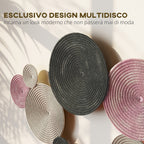 8-Disc 3D Metal Wall Art, 110x7x58 cm, Bronze, Orange and Yellow