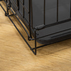 Pet Cage, Foldable Steel Double-Opening Dog and Cat Carrier, 76x46x52cm, Black