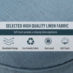 Upholstered Living Room Armchair with Cushion, in Linen and Wood Effect Fabric, 52.5x69x77 cm, Blue