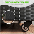 Outsunny garden trunk in Rattan pe with wheels and side handle, 121x57x67cm, black - Borgè