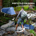 Camping Tent in Polyester and Oxford Fabric with Internal Hook and Mesh Windows, 265x140x95 cm