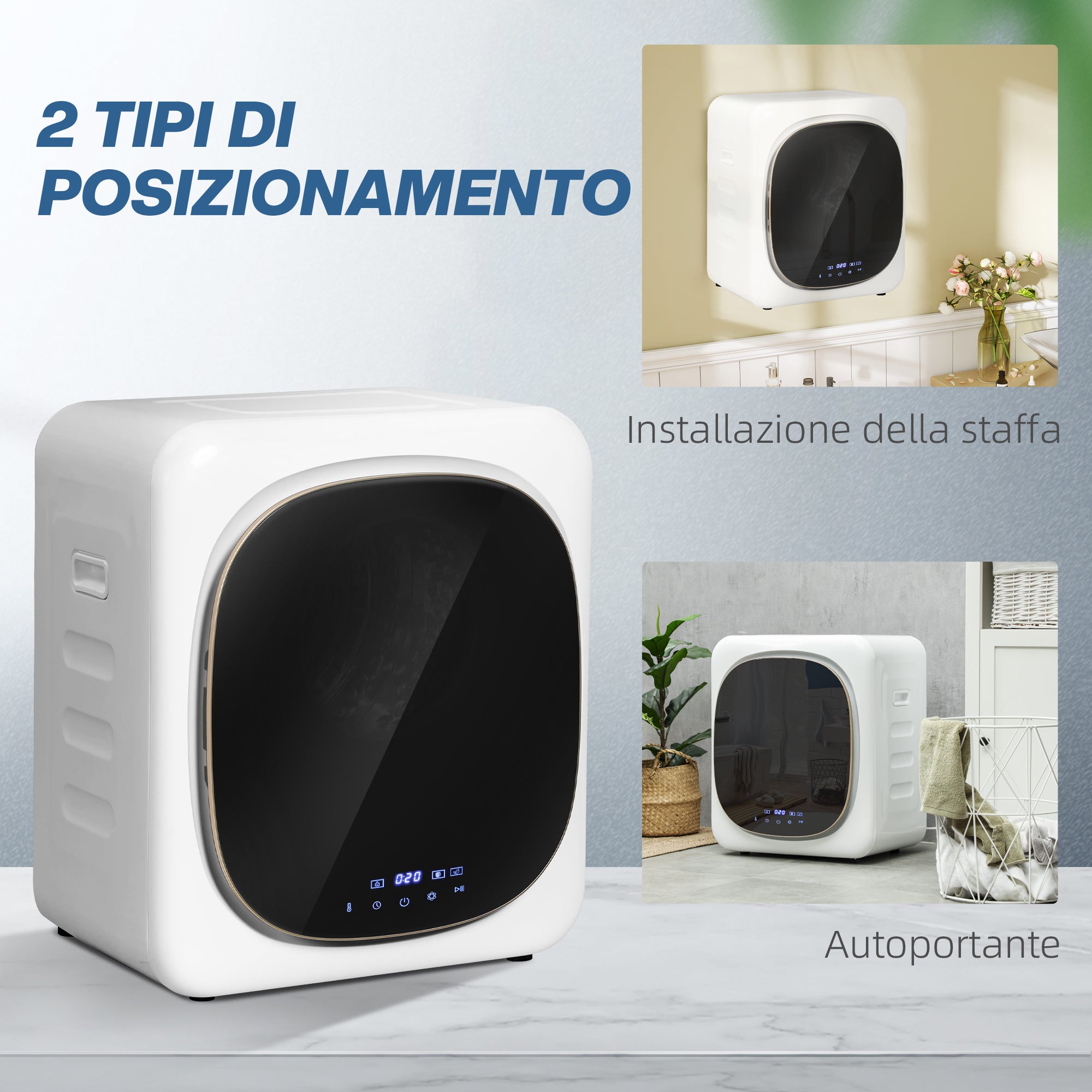 4kg Load Air Dryer with Timer and Smart Program, Stainless Steel and ABS, 48x40x56 cm, White