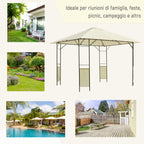 Gazebo 3x3 m with Reinforced Canopy and 4 Screws, Powder-Coated Steel, Black and Cream