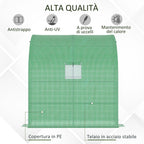 Outsunny Wall-Mounted Greenhouse with 2 Shelves for Plants and Flowers in Steel and PE, 200x100x215 cm, Green