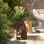 Outsunny Wooden Wood Fioriera at 2 levels with 3 vases and Country style wagon wheels, 55x32x56cm - Borgè