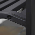 Outsunny 2-Seater Outdoor Bench in Steel and Cast Iron with Armrests and Decorated Backrest, 128x58.5x89cm, Black