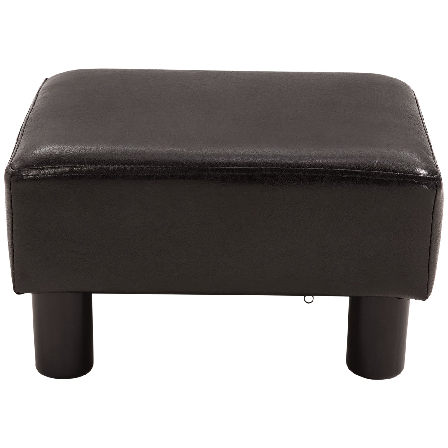 HOMCOM Upholstered Footstool Pouf, Rectangular and Faux Leather, 40x30x24 cm, Brown