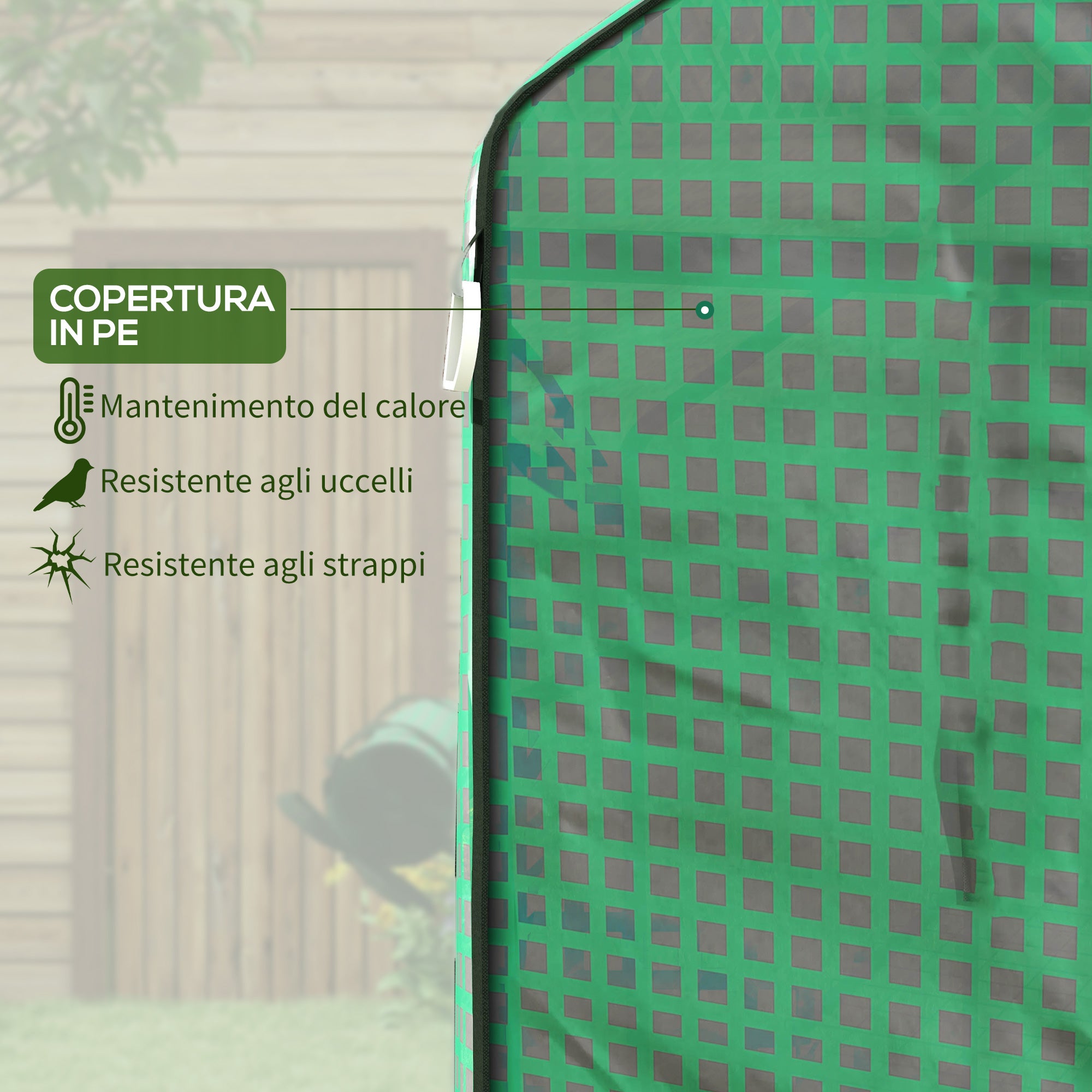 PE Cover for Garden Greenhouse with Hinged Door and Windows, 140x143x190cm, Green (COVER ONLY)