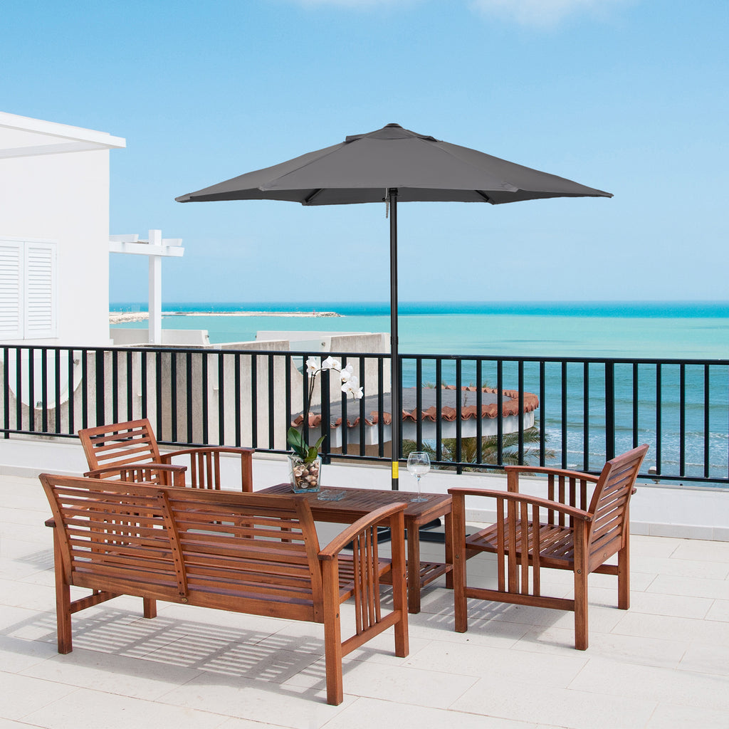 Garden Umbrella 2x2 m with 6 Ribs with Air Vent, in Aluminium, Metal and Dark Gray Polyester