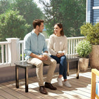Outsunny 2-Seater Garden Bench with Wood-Effect Slats, Steel Frame, 130x34x43 cm, Grey