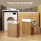 72L Laundry Hamper with Bamboo Lid, Rope Handles and Removable Bag, Brown