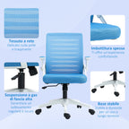 Vinsetto Ergonomic Height-Adjustable Swivel Chair with Armrests, 54x54x89-99 cm, White and Light Blue - Borgè