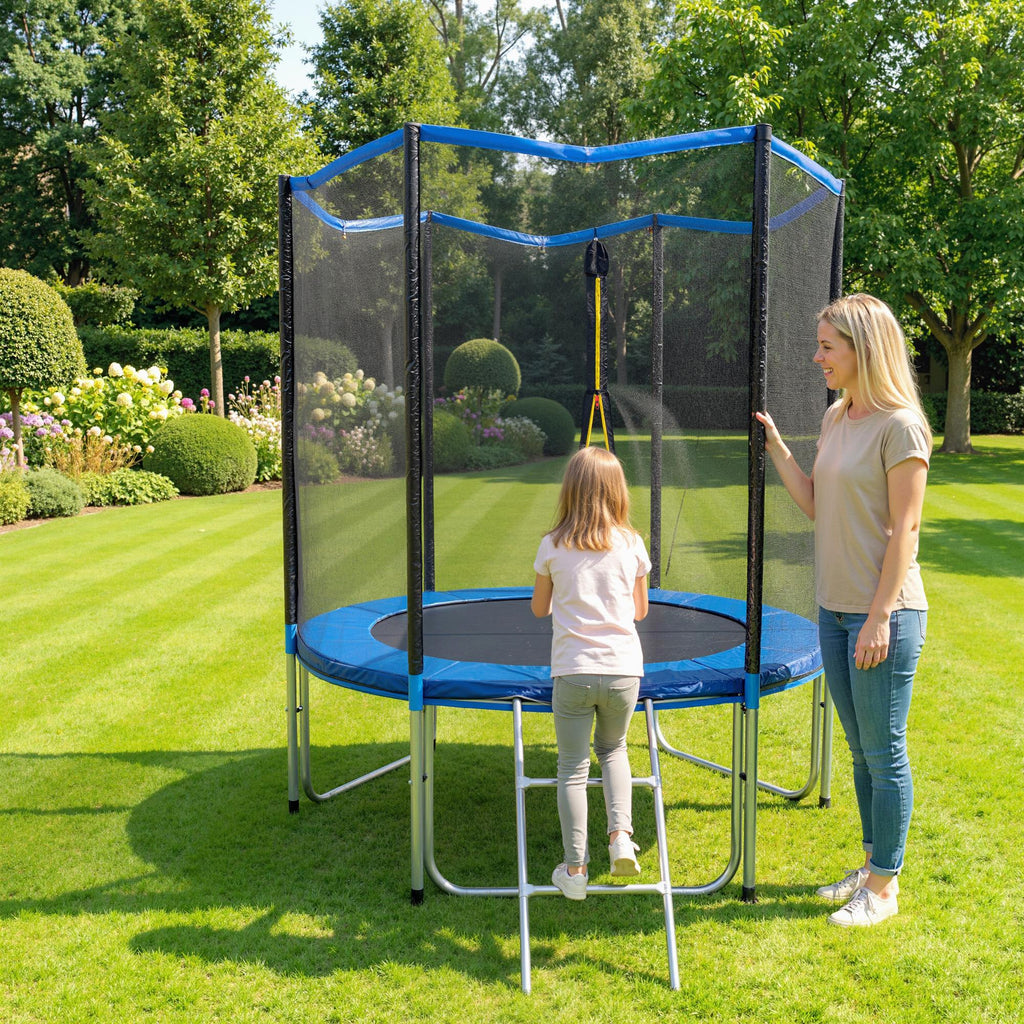 SPORTNOW Garden Trampoline, 183 cm with Safety Net and Ladder