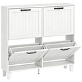 HOMCOM Shoe Cabinet, 4 Folding Drawers, Space-Saving with Adjustable Shelves, White