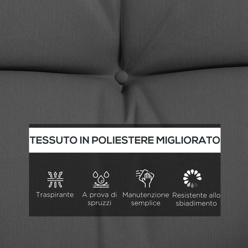 Outsunny Set of 4 Garden Cushions for Backrest and Seat with Padding, in Polyester, Charcoal Grey