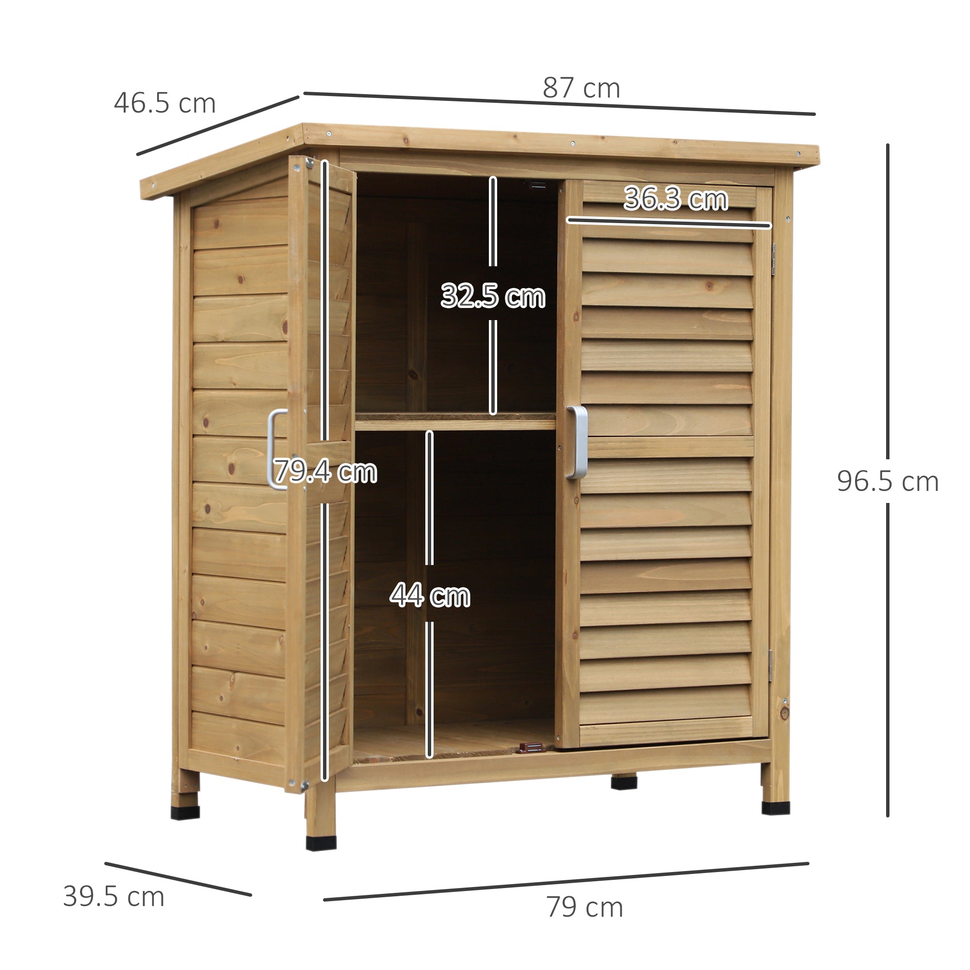 Fir Wood Garden Shed with Waterproof Bitumen Roof, 87x46.5x96.5cm