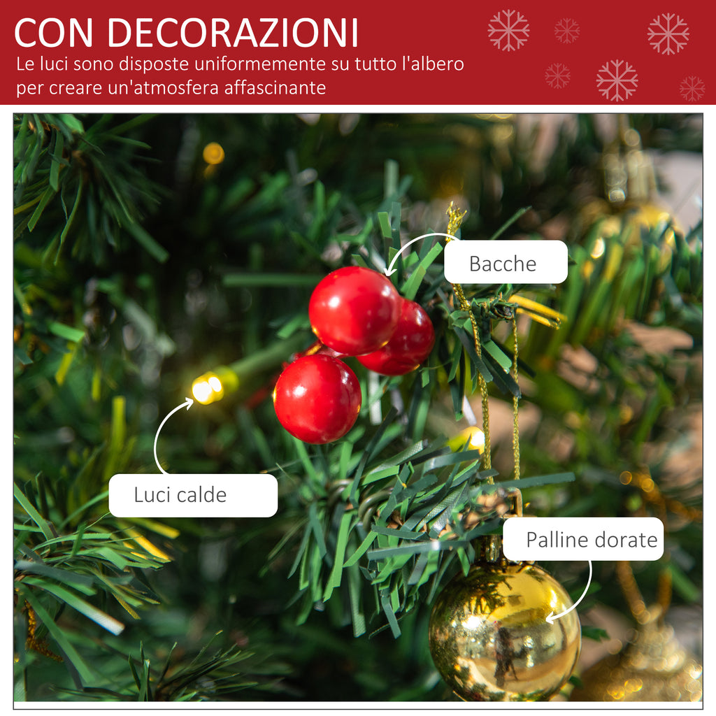 HOMCOM Small Christmas Tree 60cm with 15 LED Lights and Decorations