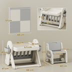 Multipurpose Children's Table with Storage Shelf and Drawers, in HDPE and PP, Grey and White