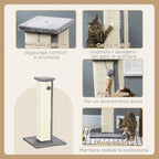 Scratching Post for Cats with Ball, Sisal Pole and Plush Cover, 41x41x81 cm, Gray
