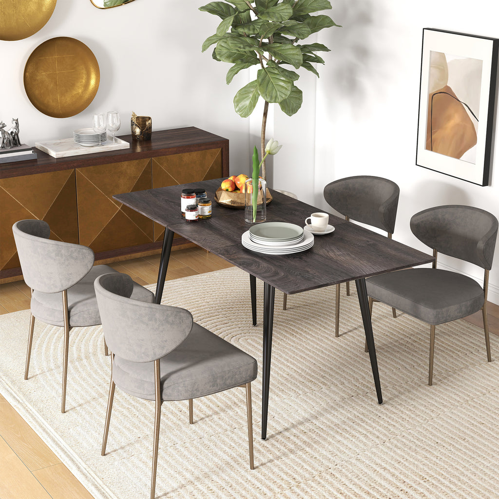 HOMCOM Extendable Dining Table for 6-8 People, 120-160x75cm Extendable Kitchen Table with Wood Effect Top, Steel Legs