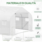 Outsunny garden greenhouse tunnel in pe with iron tubes, 4.5x3m, white - Borgè