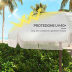 Outsunny Space-Saving Beach Umbrella with UV40+ Protection and Carrying Bag, Light Grey