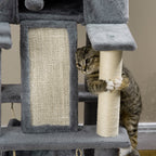 Cat Tree with Sisal Poles, House, Bed and Hammocks, 48x48x140cm, Grey