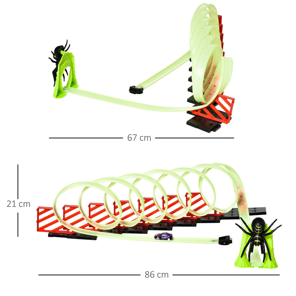 HOMCOM Toy Car Track Set with Light Effects and Toy Car, for Children Ages 3-6, 86x67x21cm